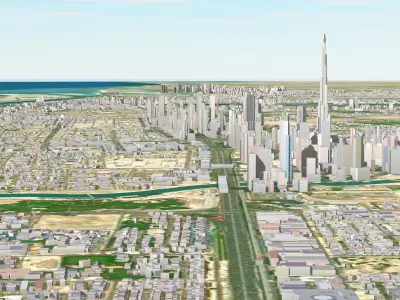 Dubai City Full Low poly Low-poly 3D model