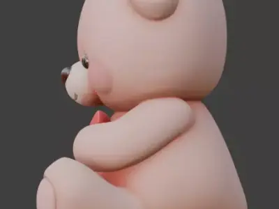 Valentines Day Teddy Doll 3D Model Low-poly 3D model