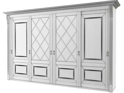 Wardrobe low poly 3d model with glass doors Low-poly 3D model