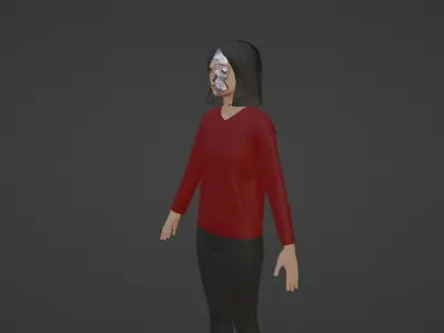 Cyber Character - Robot Woman Low-poly 3D model