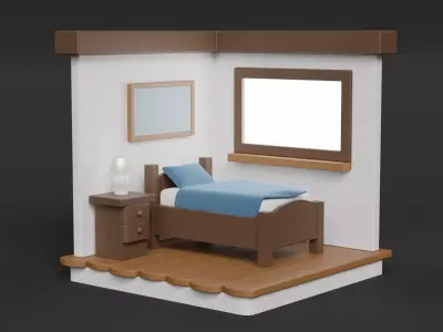 Stylized Isometric Bedroom 3D model