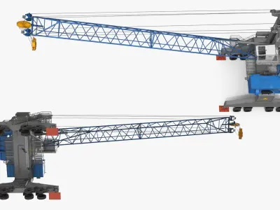  Terex Gottwald Mobile Harbour Crane Gray Blue Rigged 