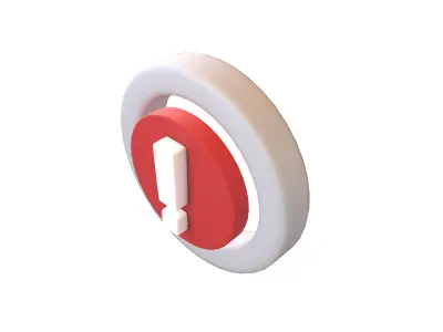 Battery Circle with Exclamation Mark Symbol v1 007 Low-poly 3D model