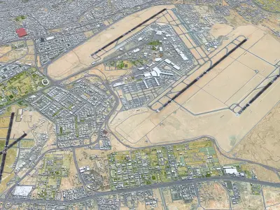 Cairo Airport 15km Low-poly 3D model