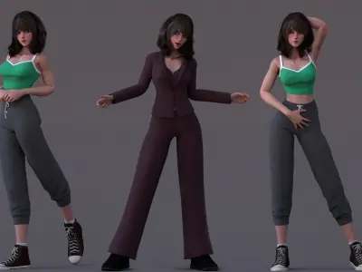 Angela Cartoon Girl Outfit 2 Low-poly 3D model