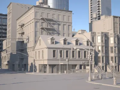 City Downtown with Suburb Low-poly 3D model
