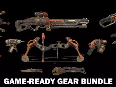 Game-Ready Sci-Fi Weapons Bundle Low-poly 3D model