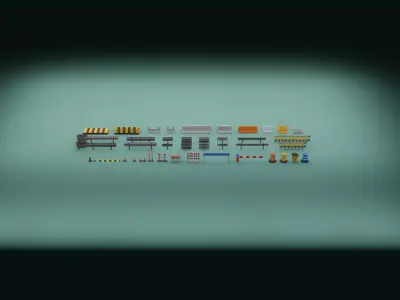 Low Poly Traffic Barrier Assets Low-poly 3D model