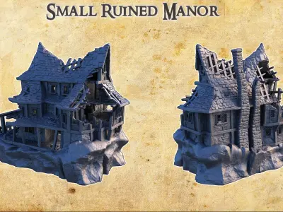 Small Ruined Manor Tabletop Terrain 28MM 3D print model 3D print model