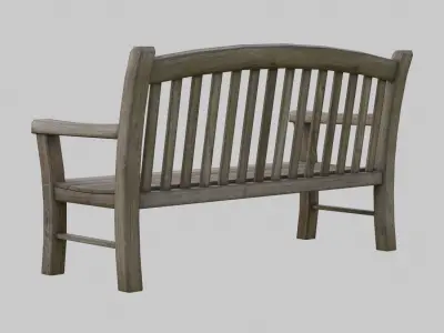 Bench outdoor - aged wood Low-poly 3D model