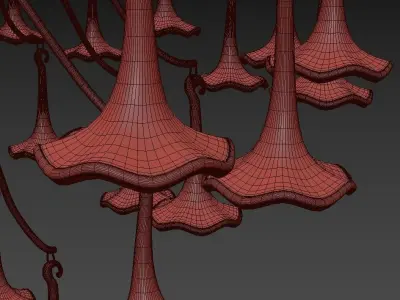 ROMINA chandelier made of glass and gold 3D model