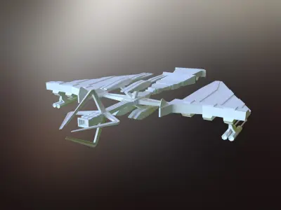 Sci-fi War spaceship Low-poly 3D model