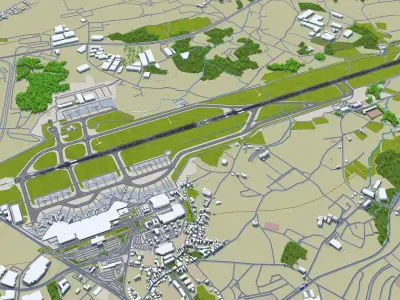 Porto Francisco Sa Carneiro Airport 10km Low-poly 3D model