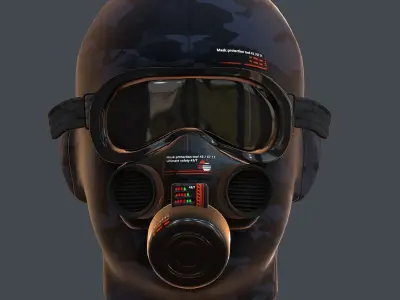 Gas mask helmet 3d model scifi Low-poly  Low-poly 3D model