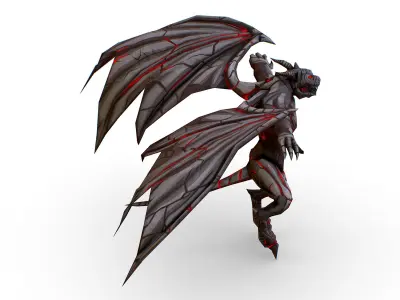 Low Poly Stone Gray Gargoyle Monster Low-poly 3D model