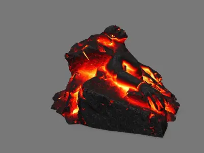 StoneWorrior lava sculpture Low-poly 3D model