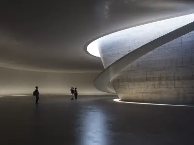 Minimal Concrete Museum Atrium with Spiral Ramp 3D model