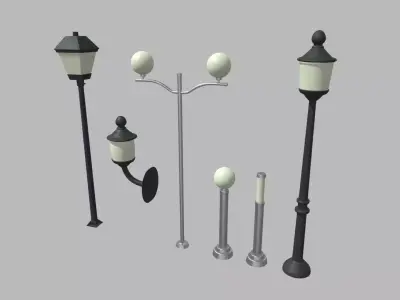 Street Lights 01 02 03 04 05 06 Low-poly 3D model