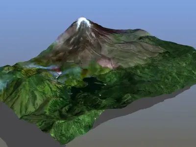 Tropical Volcano Terrain 3D model