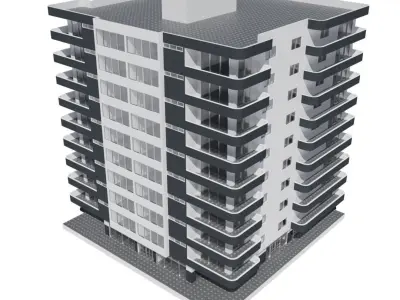 Residential Building with internal 5 3D model