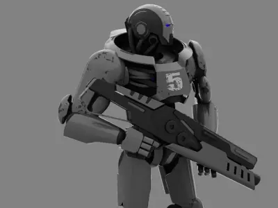 Android Soldier rigged character 3D model