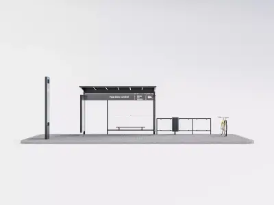Prague tram and bus stop collection 3D model