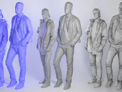Bundle Stylish men street style 05 Low-poly 3D model