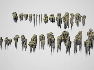 27 Low poly Cave Stalactites - 250208 Low-poly 3D model