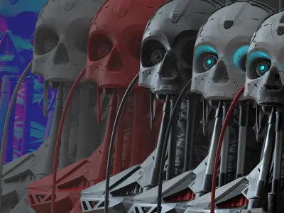 3D High Poly Cyborg Bust 3D model