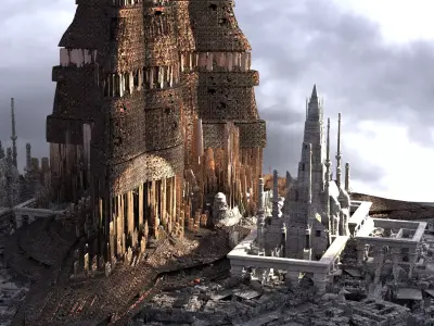 High Senate tower City Kit bash set variations 3D model