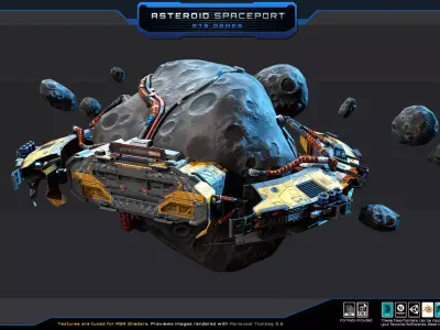 Asteroid Spaceport Low-poly 3D model