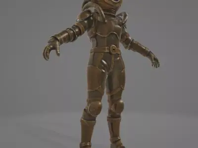 Game-Ready Rigged Deepsea Diver Female Low-poly 3D model Low-poly 3D model