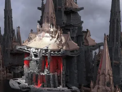 Sci-Fi dark Cyberpunk Mass Halls  Kitbash  3D model