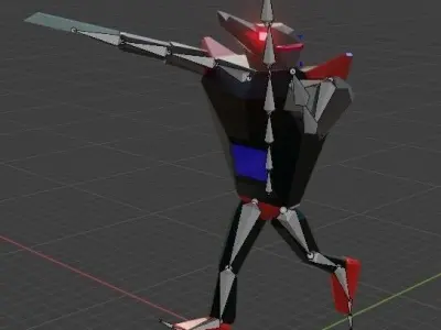 Robot Mecha rigged character model  Low-poly 3D model