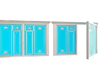Classic gate with antique pattern silver plated and gilded 3D model