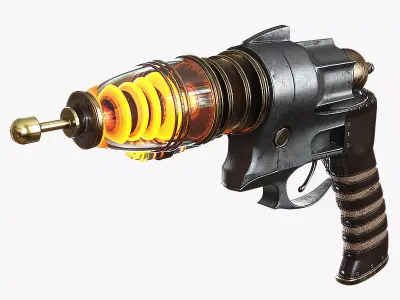 Sci-fi Steampunk themed hand gun - PBR Textures Low-poly 3D model