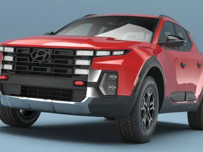  Vehicle Pickup Hyundai Santa Cruz Red Rigged for Cinema 4D 