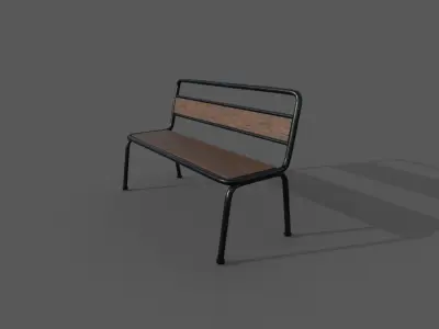 Chair in park or garden Low-poly 3D model
