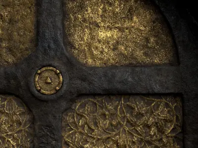 BlackStone Door with Ornaments Low-poly 3D model