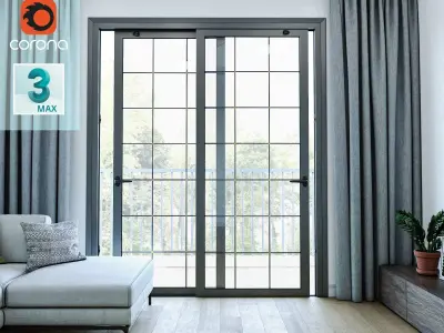 Sliding door - panoramic door 3D model