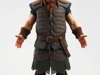 Viking Warrior Character Model  Rigged and Animated Low-poly 3D model