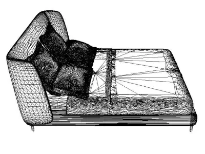 Bed with round headboard 3D model