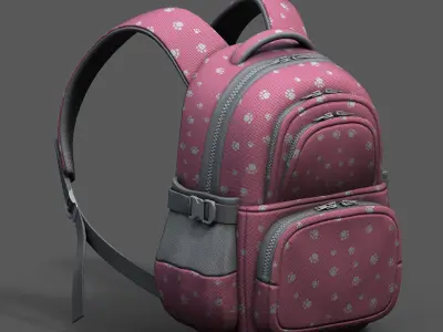 Backpack Color 3d bag baggage pockets  Low-poly 3D model
