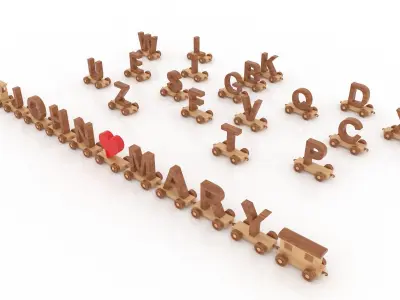 ALPHABET COLLECTION WITH TRAIN Low-poly 3D model