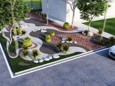 fantasy landscape flower garden 3d Model 3D model