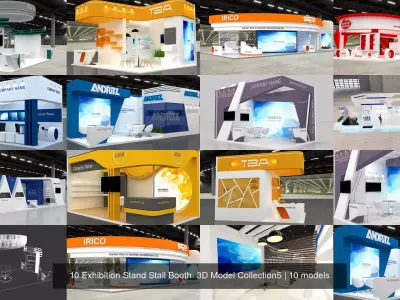 10 Exhibition Stand Stall Booth  3D Model Collection5 3D Model Pack