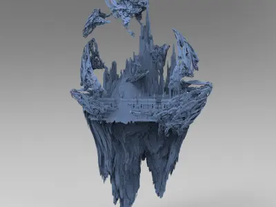 Fantasy underworld Cliff rocks 3D model