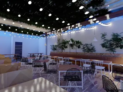 Restaurent Indoor and outdoor with an office 3D model