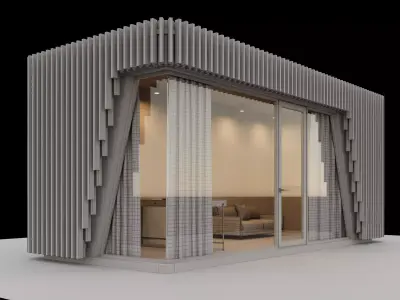 Backyard studio with furniture 3D model
