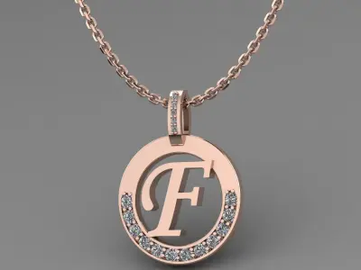 F Letter Pendant 3D print model